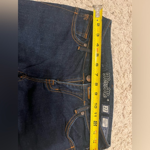 Miss Jean flared jeans size 27 dark bluee orange stitch - Picture 3 of 3